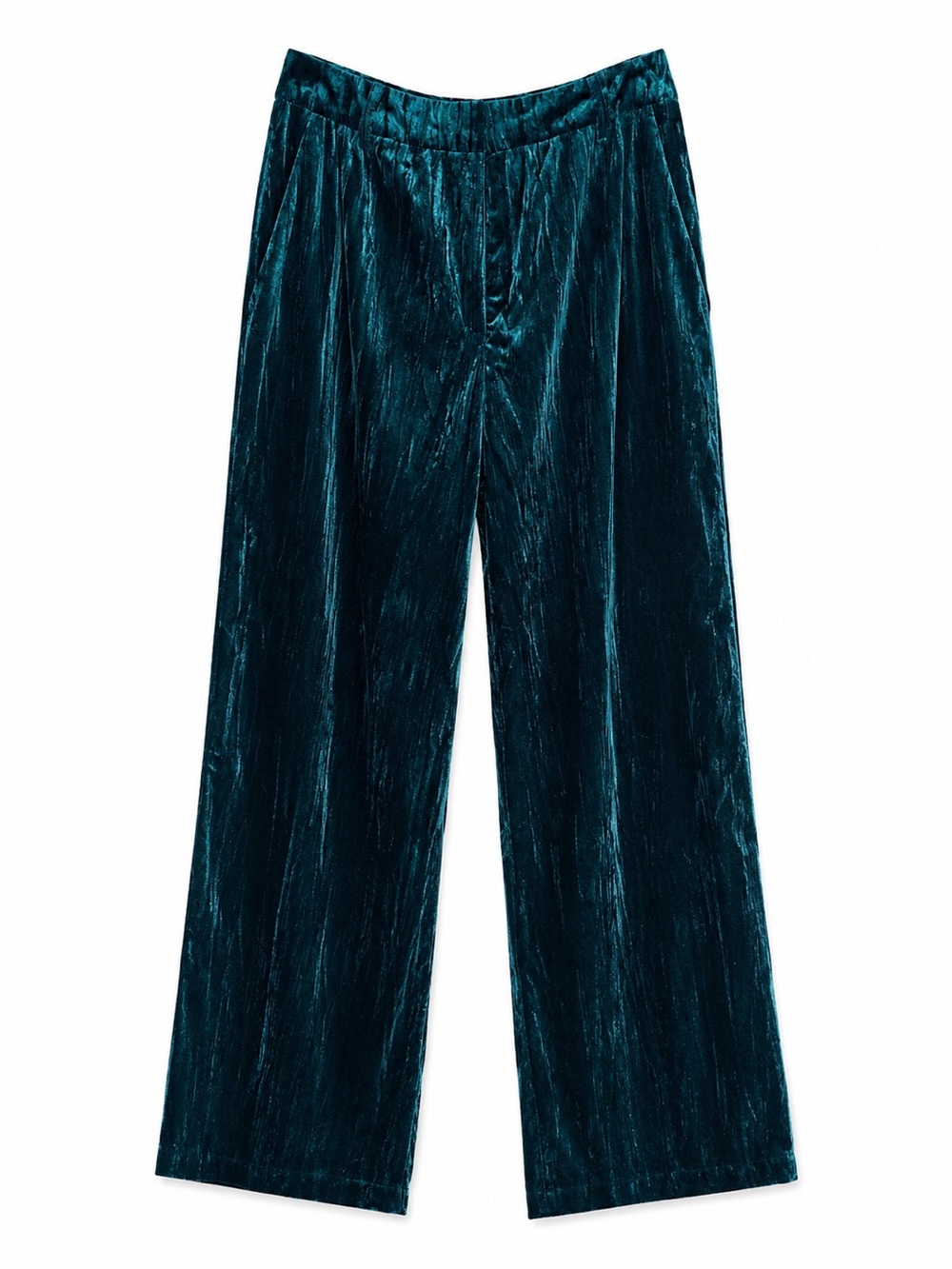 Lulus Emerald Green Crushed Velvet Wide Leg Pants Size M